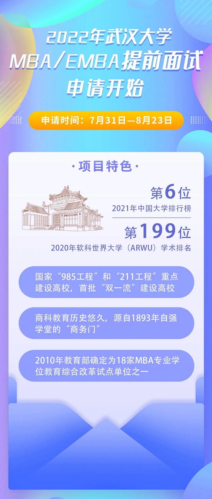 2022年武漢大學(xué)EMBA提前面試申請通知