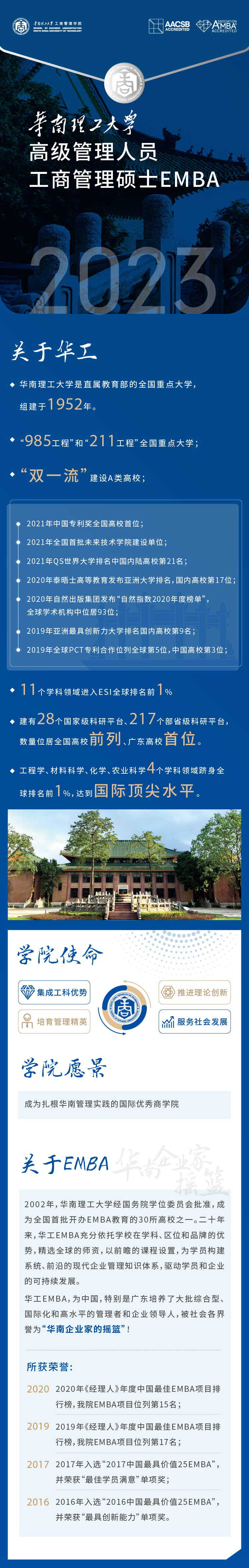 2023年華南理工大學(xué)工商管理碩士（EMBA）招生簡章